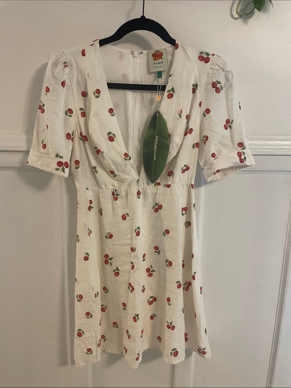 FARM Rio White Mini Dress with Red Cherry Print
